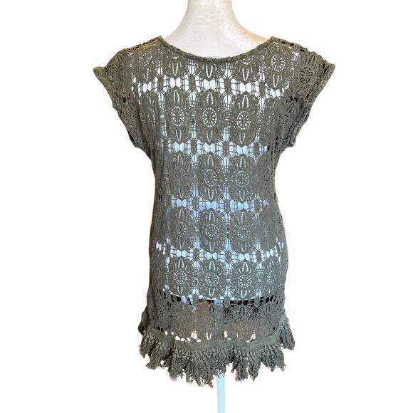 Eberjey green cotton crochet coverup dress M/L Beach resort - Picture 4 of 7